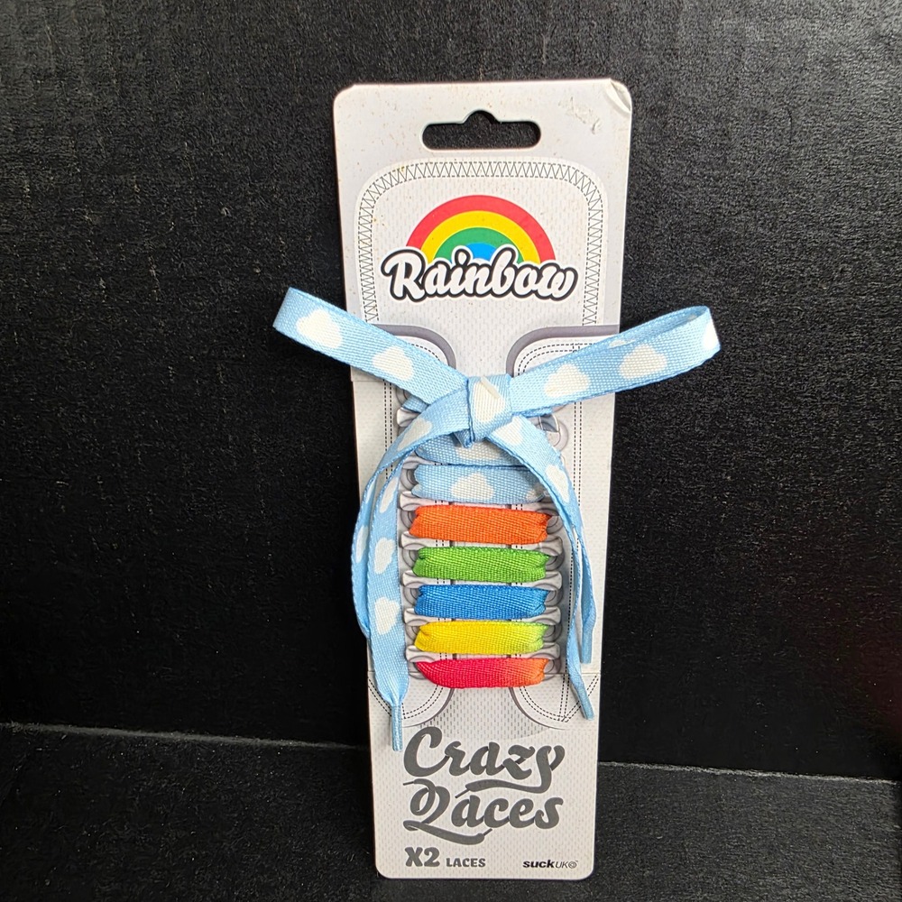 Suck UK Rainbow Crazy Laces Blue Cloud Pattern Shoelaces New One Pair